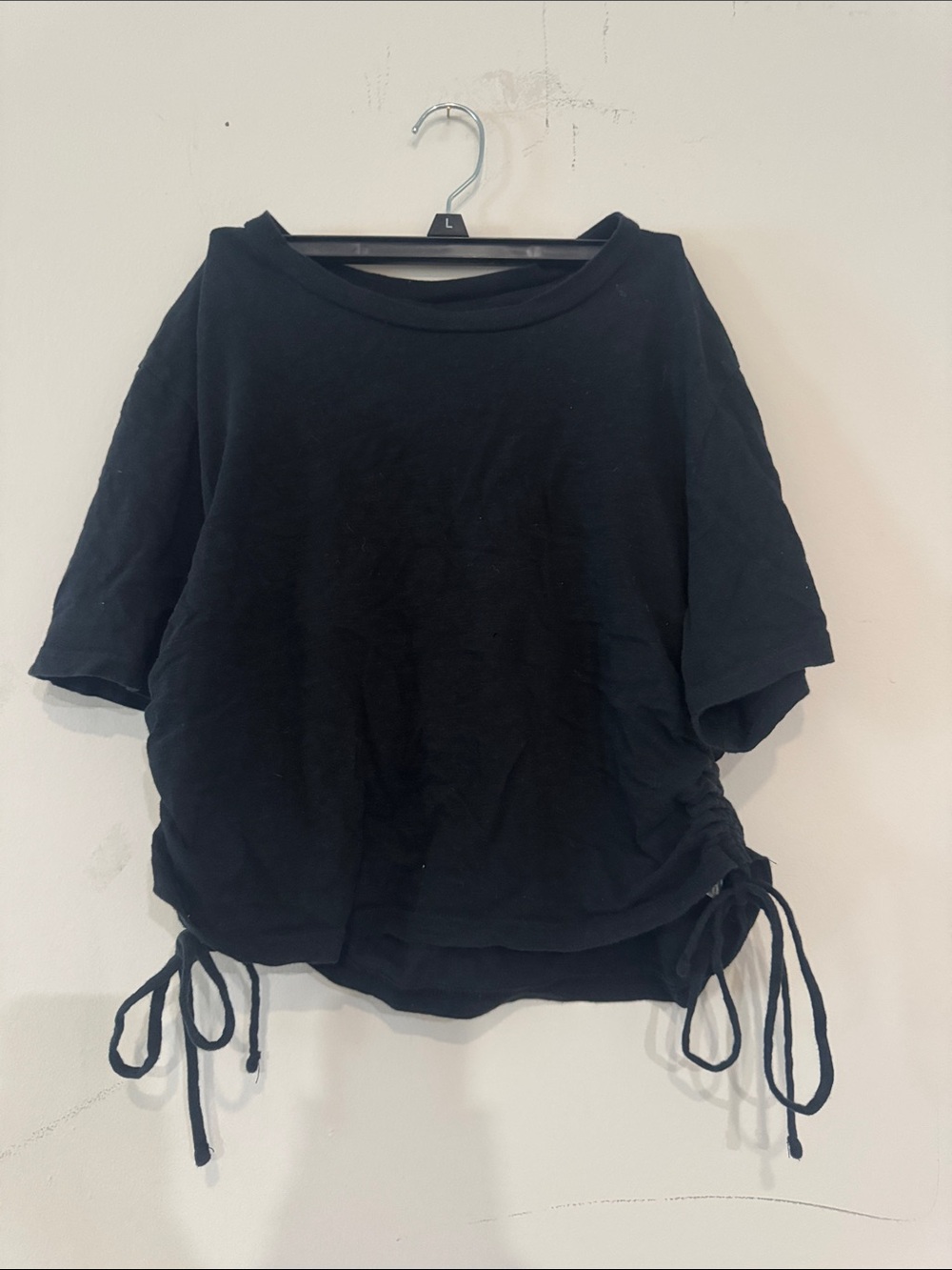 Black Women's Short Sleeve Drawstring Tee